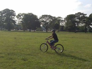 Newby on a bike