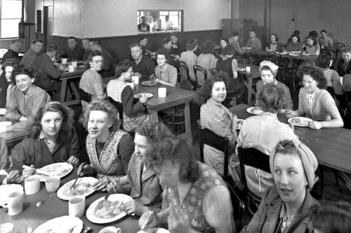 Photograph: CH Wood/Bradford Museums | Canteen at Scott Ltd in Dudley Hill in 1948