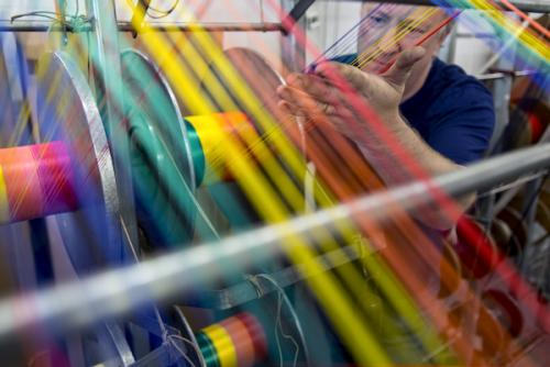 Photograph: Tim Smith | Wyedean Weaving in Haworth Weaving Glass Fibre Belts for Jet Engines 